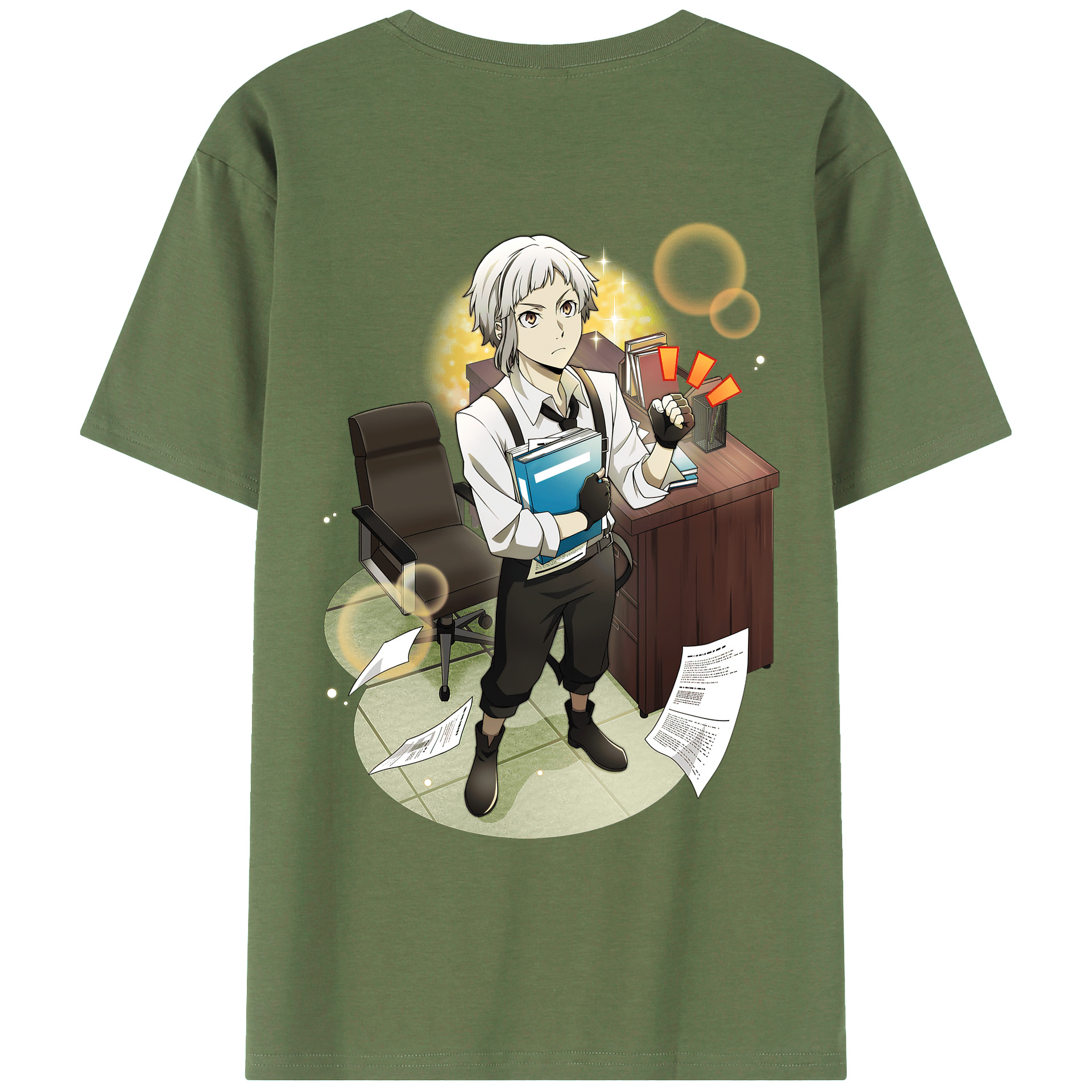 （画像用） 文豪ストレイドッグス Bungo Stray Dogs 綿100％ メンズ半袖Tシャツ（バックプリント） 通気性